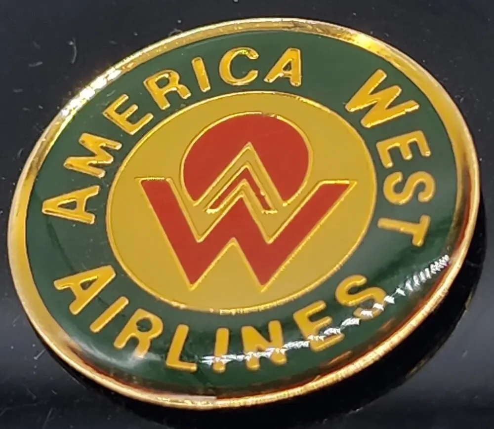 America West Airlines Enamel Logo Promo Single Pin Pinback On Card